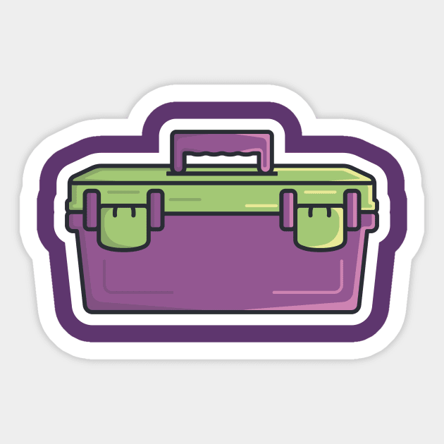 Car Repairing Tool Box Sticker vector illustration. Mechanic and Plumber working tool equipment icon concept. Toolkit for builder or industrial store sticker vector design. Sticker by AlviStudio